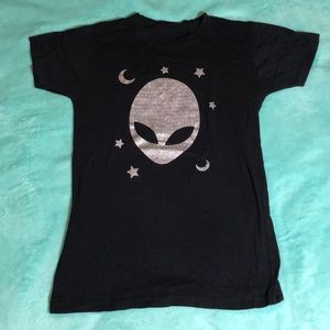 SPARKLY ALIEN Black T-Shirt || Size S
